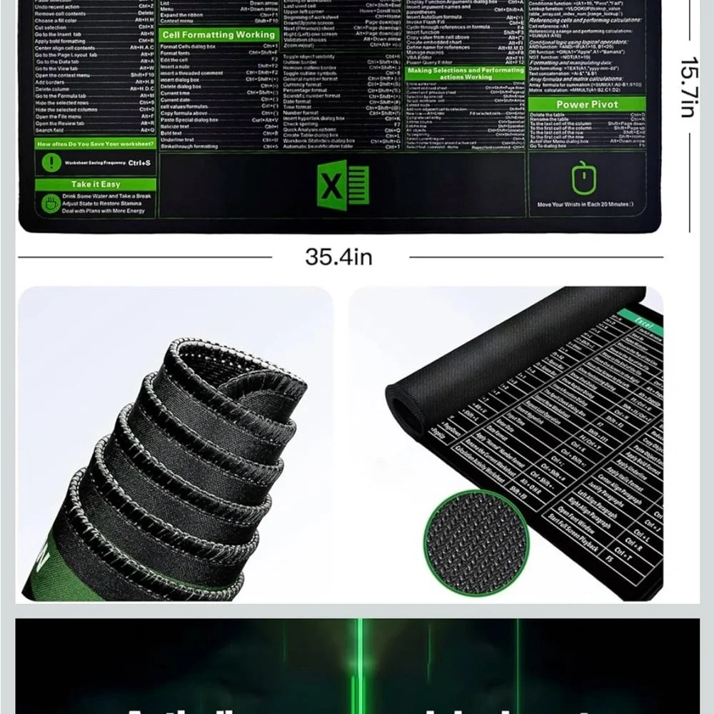 Black and Green Home Office Planner Desk Mat Excel Sheet Formula helps